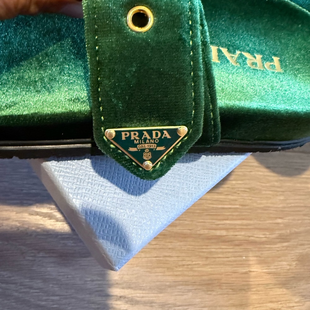 Prada Green Velvet Slide Sandals - Picture 9 of 11